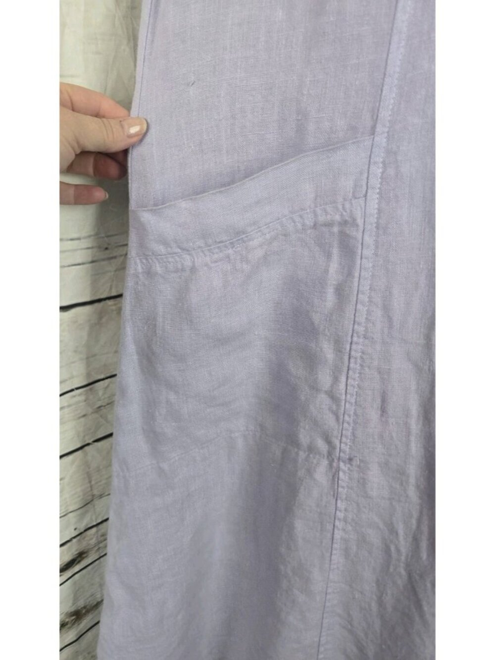 Mosaic USA Lavender Cowl Neck Dress M 100% Linen Lagenlook A-Line Sleeveless - Picture 4 of 6
